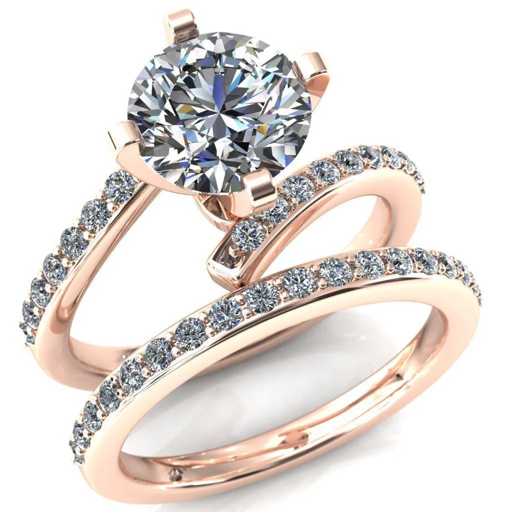Orianna Round Center Stone 4 Prong 1/2 Eternity Bypass Shank Engagement Ring