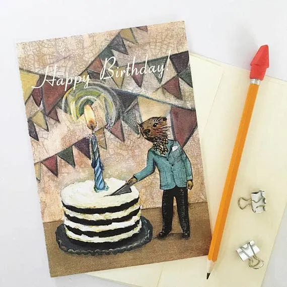 Otter Cake Card