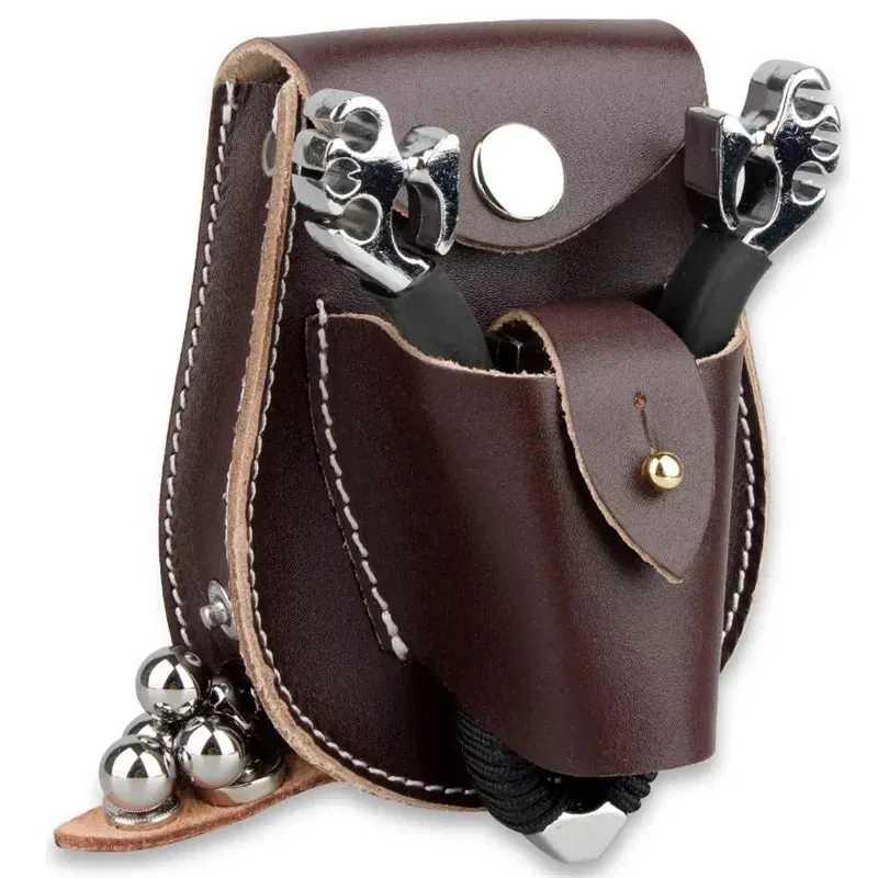 Outdoor Sports Steel Ball Slingshot Bag with Durable Leather Material - Multifunctional Hunting Package