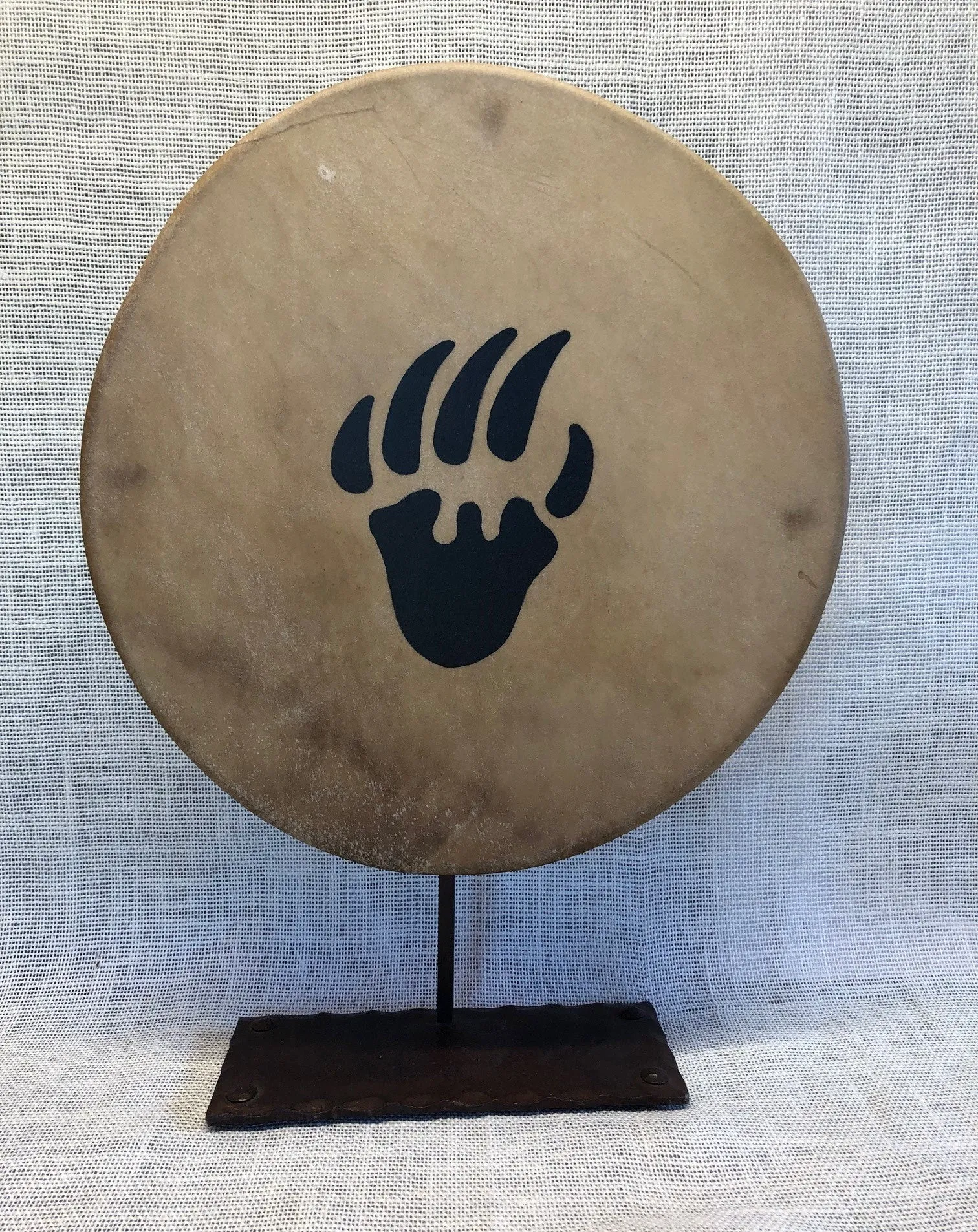 Painted 15" Elk Hide Drum - Bear Paw