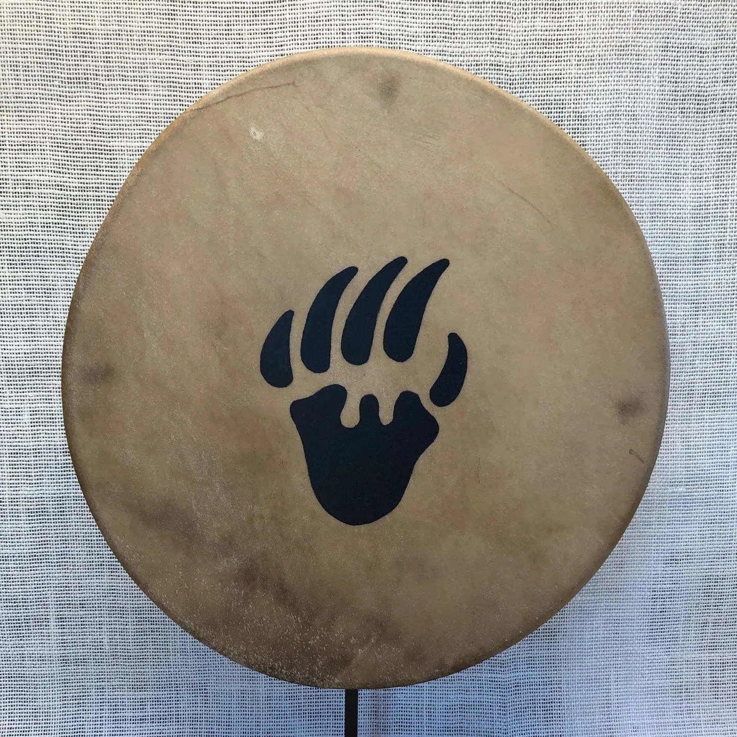 Painted 15" Elk Hide Drum - Bear Paw