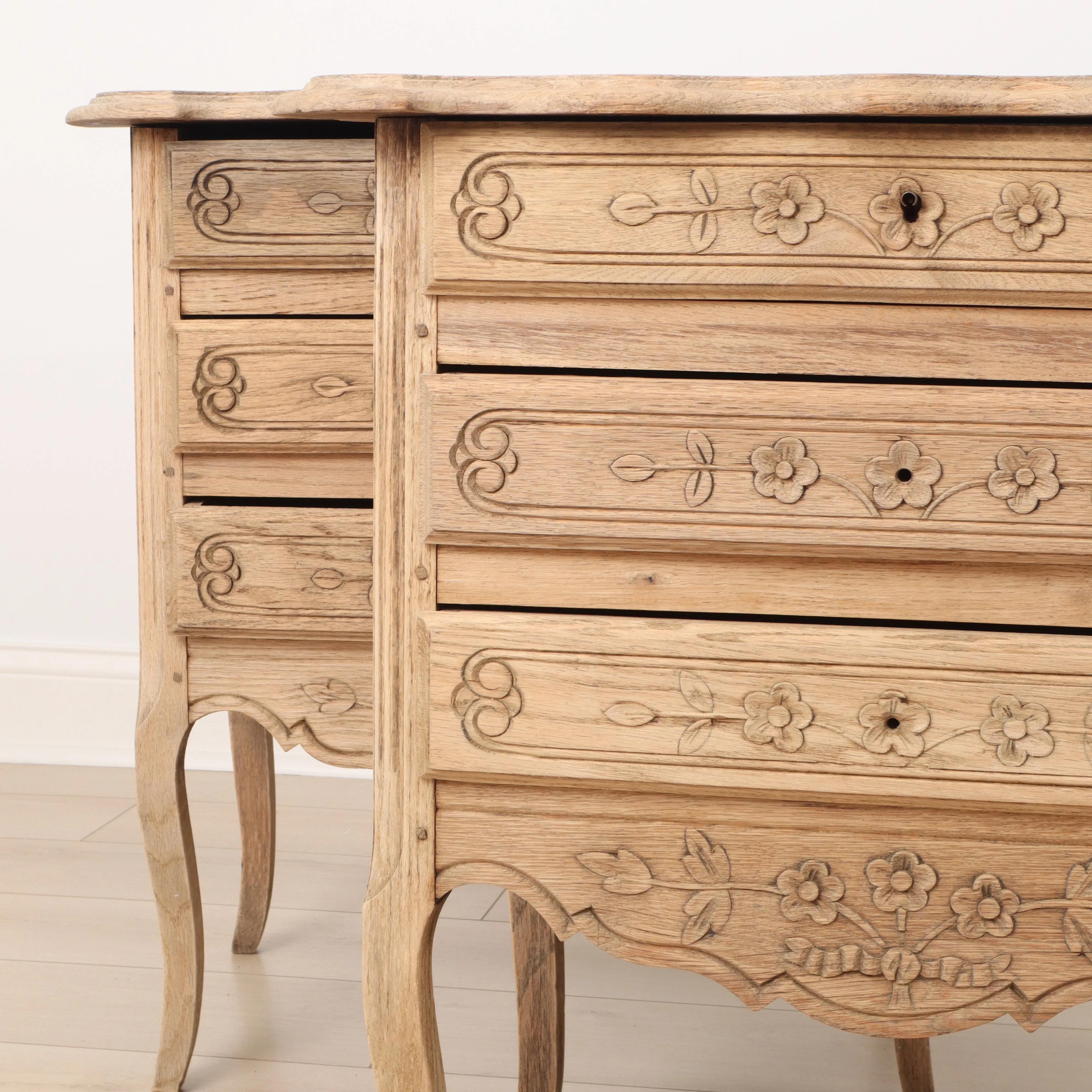 Pair of French Bleached Oak Nightstands c1920