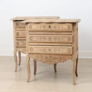 Pair of French Bleached Oak Nightstands c1920