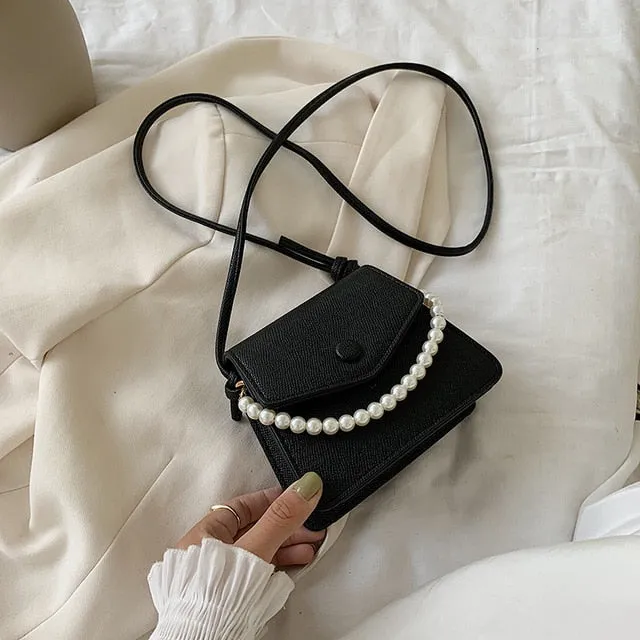 Pearl Design PU Leather Crossbody Bags For Women 2020 Mini Shoulder Messenger Bag Female Fashion Handbags and Purses