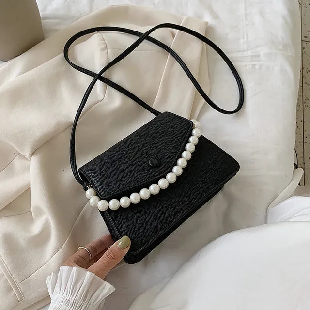 Pearl Design PU Leather Crossbody Bags For Women 2020 Mini Shoulder Messenger Bag Female Fashion Handbags and Purses