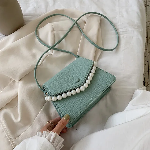 Pearl Design PU Leather Crossbody Bags For Women 2020 Mini Shoulder Messenger Bag Female Fashion Handbags and Purses
