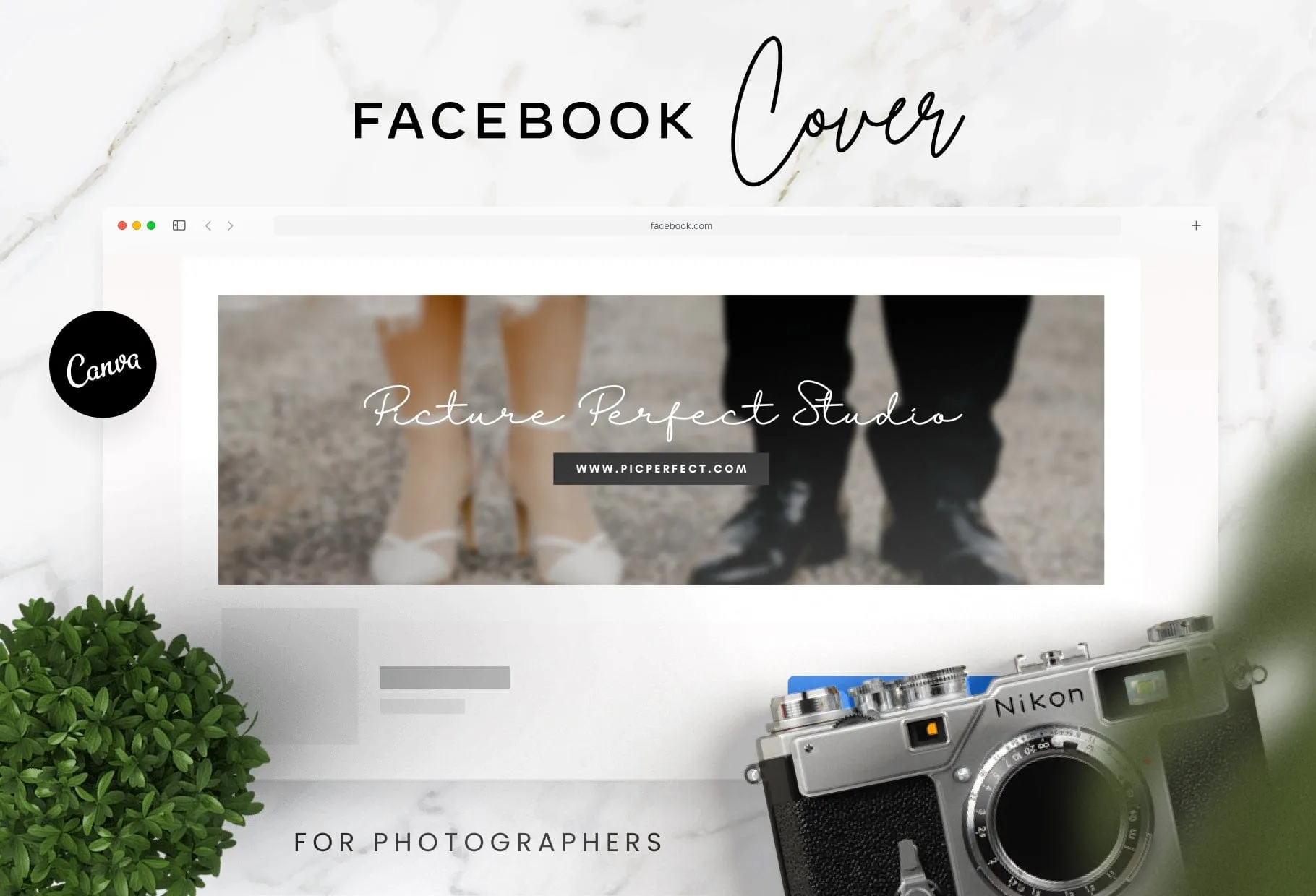 Picture Perfect Studio Facebook Cover for Photographers Editable Canva Template