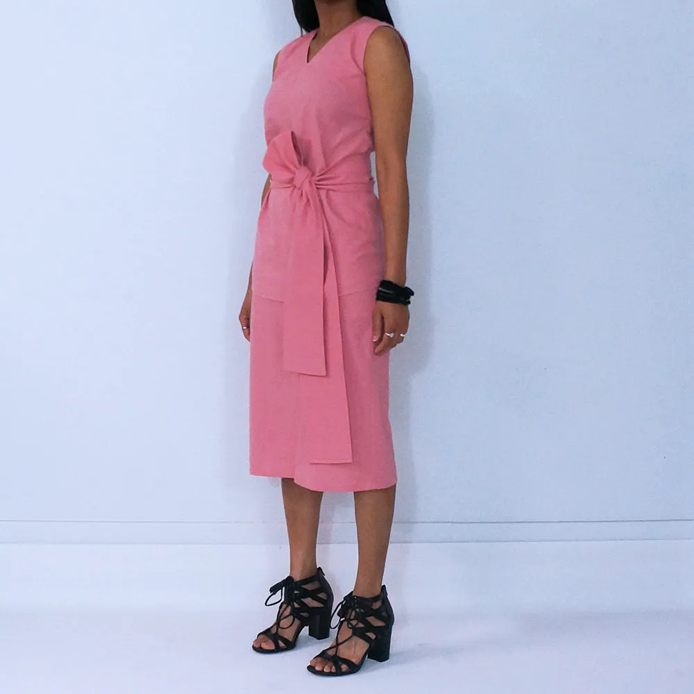 Pink Cotton Sleeveless V Loose Top | ALPHONSINA