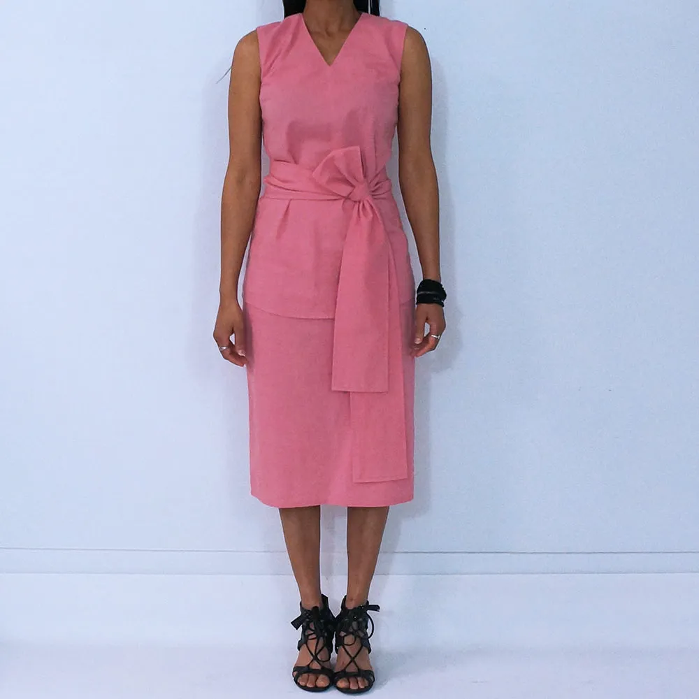 Pink Cotton Sleeveless V Loose Top | ALPHONSINA