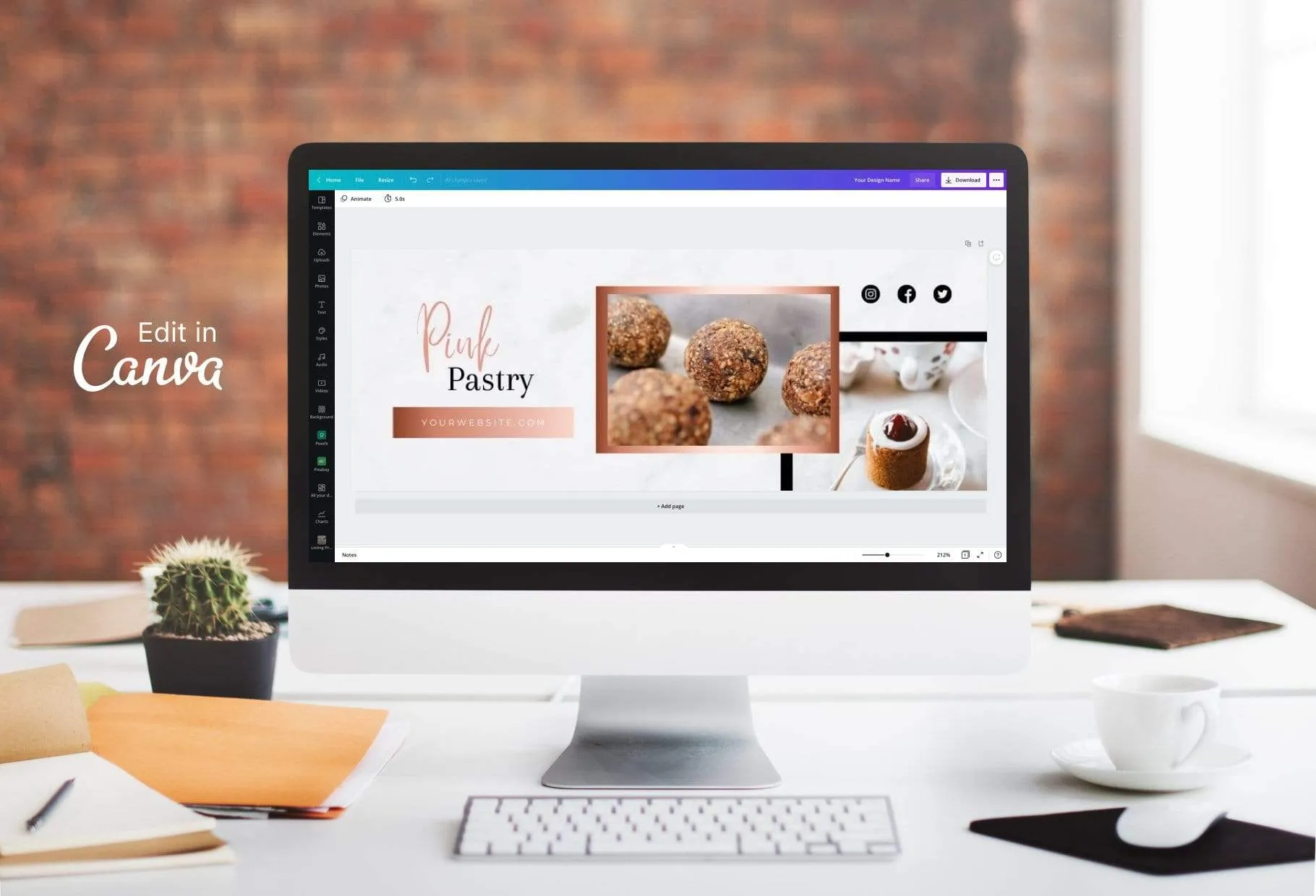 Pink Facebook Cover Canva Template