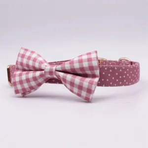 Pink Polka Dots Bow Collar And Leash Set: Personalized