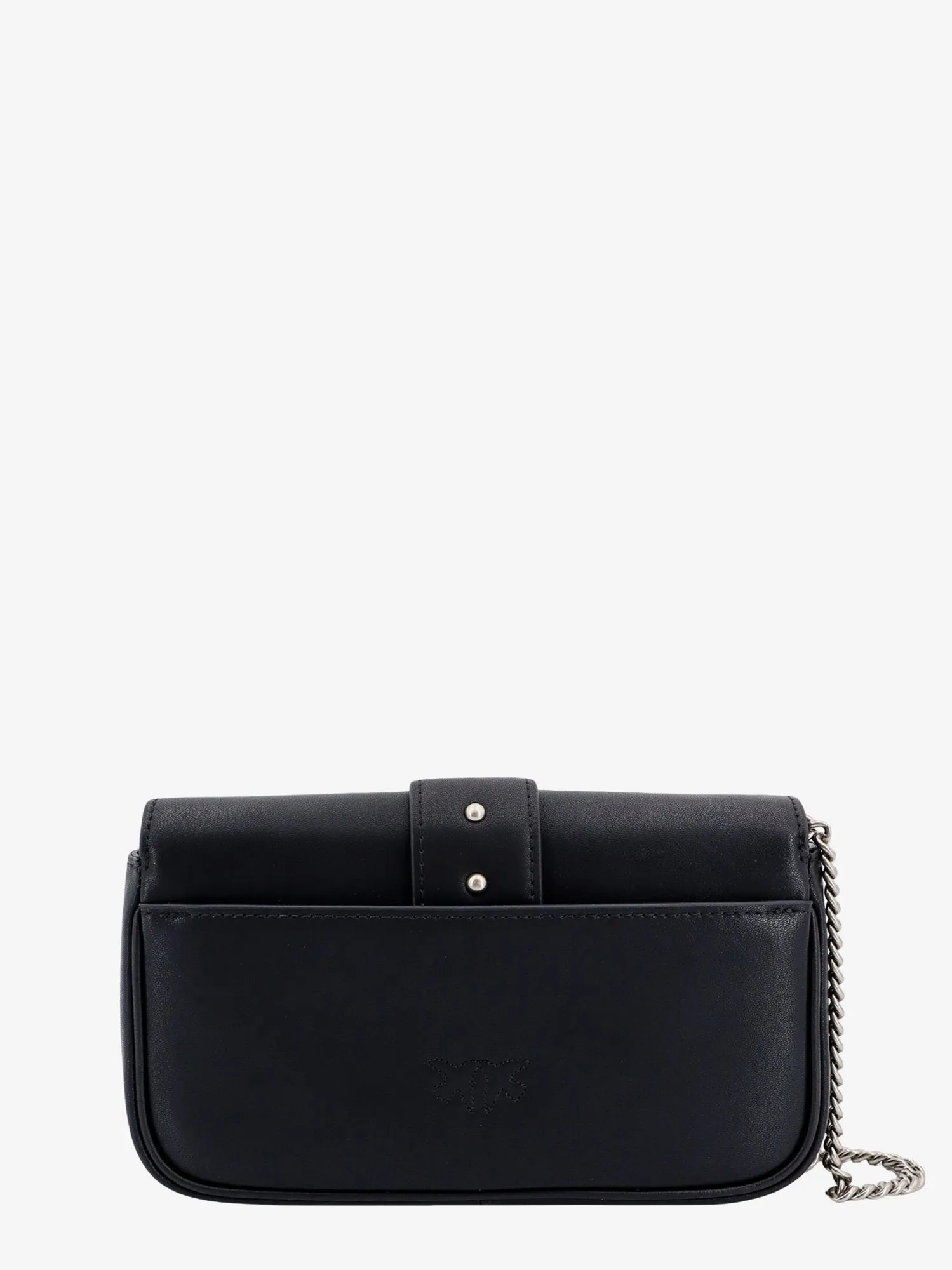 Pinko Love One Pocket Leather Shoulder Bag With Love Birds Buckle