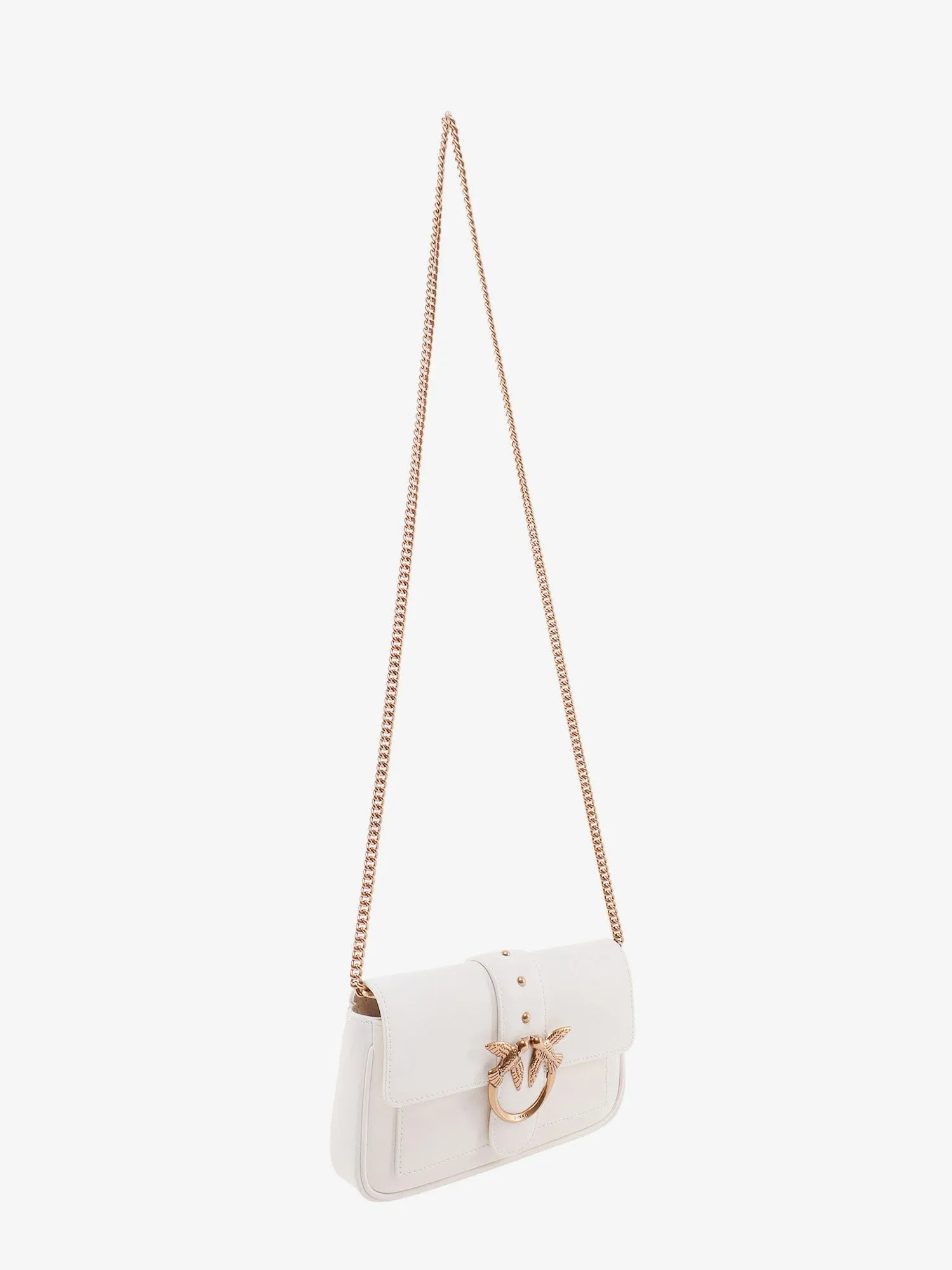 Pinko Love One Pocket Leather Shoulder Bag With Love Birds Buckle