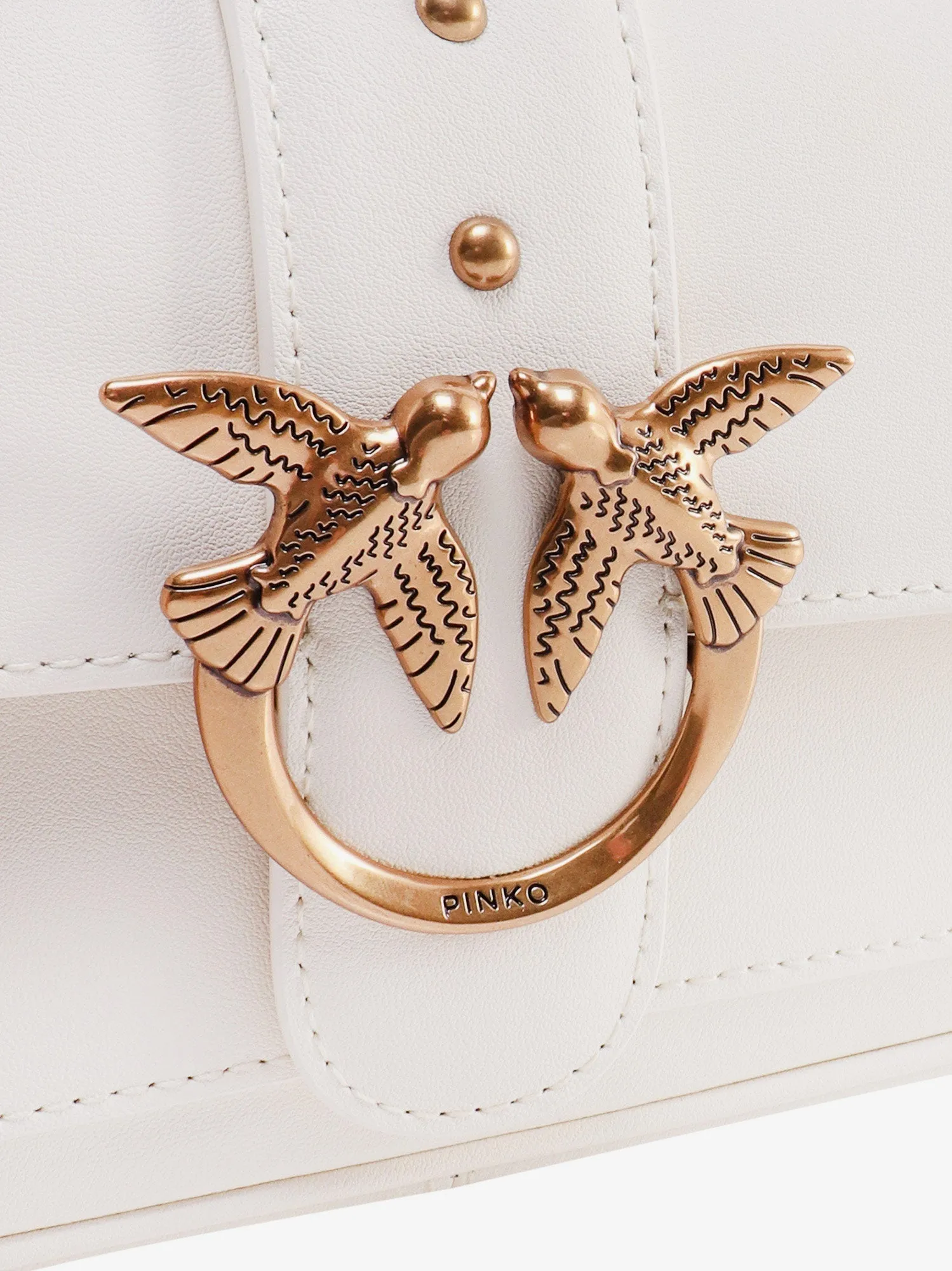 Pinko Love One Pocket Leather Shoulder Bag With Love Birds Buckle