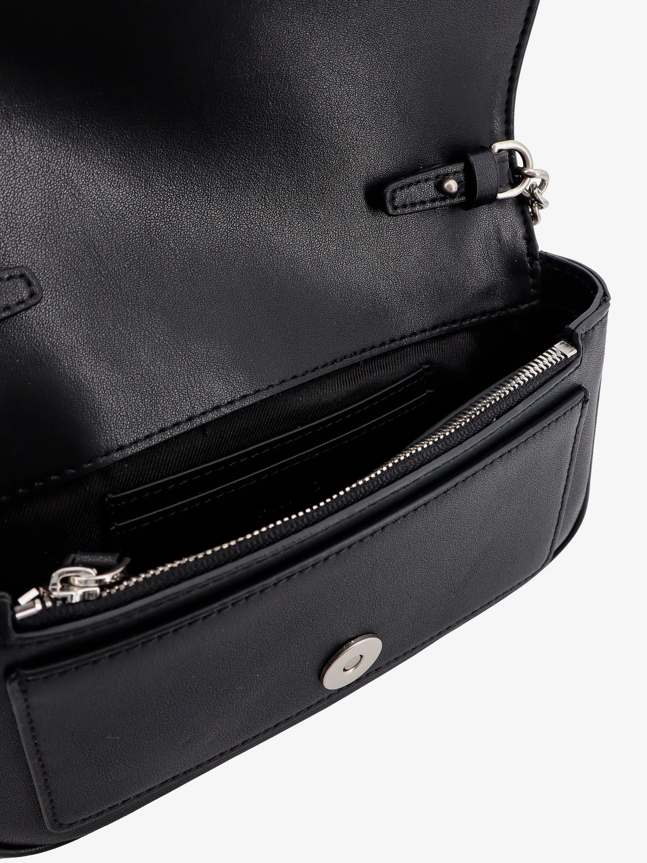 Pinko Love One Pocket Leather Shoulder Bag With Love Birds Buckle