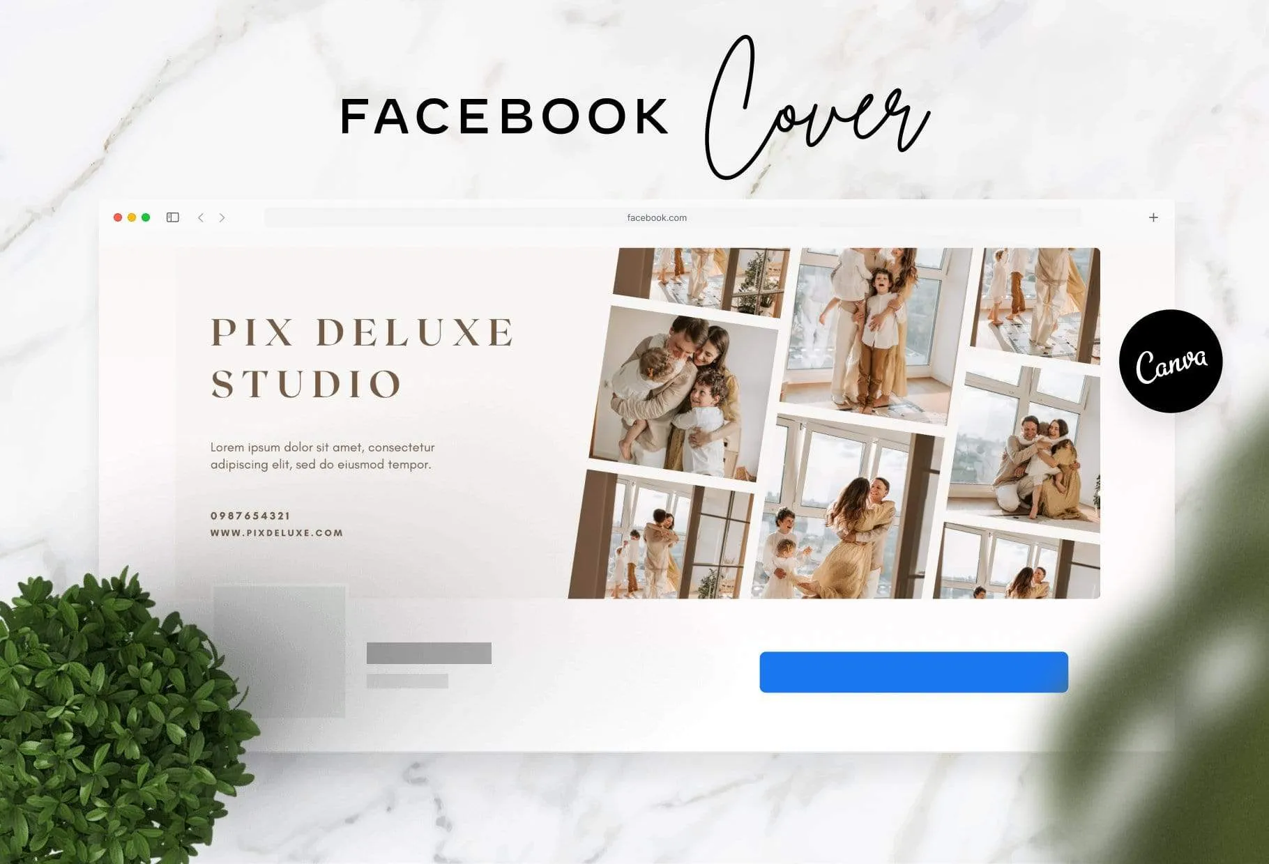 Pix Facebook Cover for Photographers Editable Canva Template