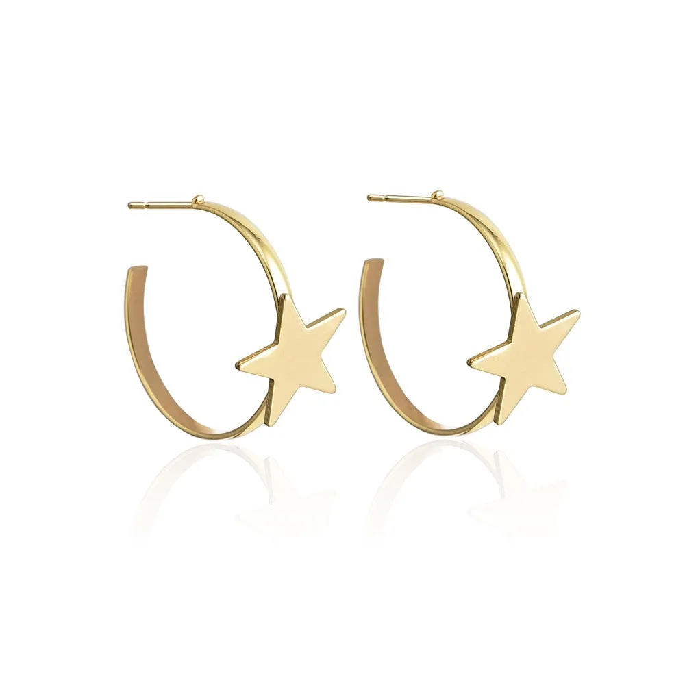 Popular Five-pointed Star Round Stud Earrings