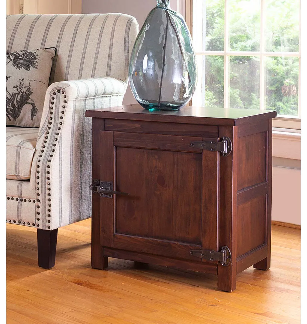 Portland Ice Box Wood Storage Side Table with Replica Hardware Plow & Hearth