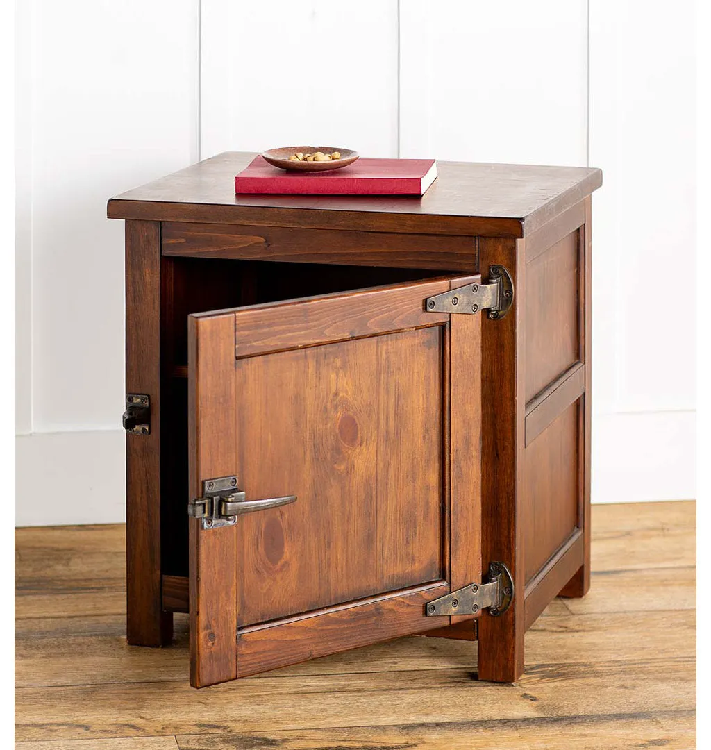 Portland Ice Box Wood Storage Side Table with Replica Hardware Plow & Hearth