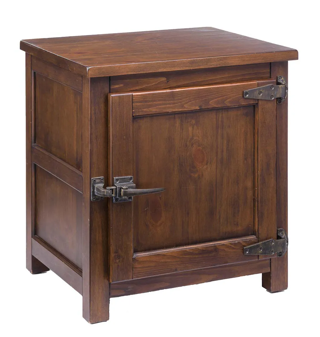 Portland Ice Box Wood Storage Side Table with Replica Hardware Plow & Hearth