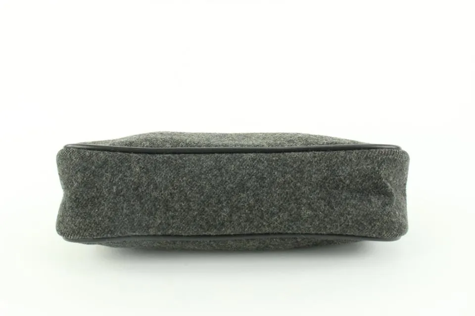Prada Charcoal Grey Wool Mini Hobo Shoulder Bag 13p36