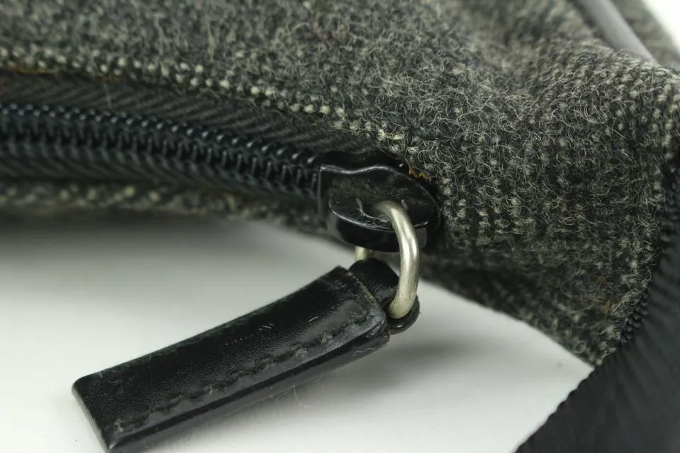 Prada Charcoal Grey Wool Mini Hobo Shoulder Bag 13p36