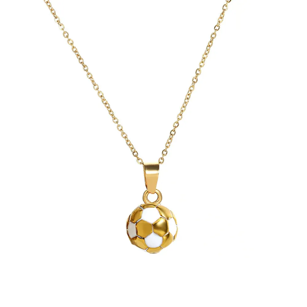 Punk Stainless Steel Football Necklace - Trendy Sport Charm Pendant Necklace for Men and Women, Perfect Jewelry Gifts