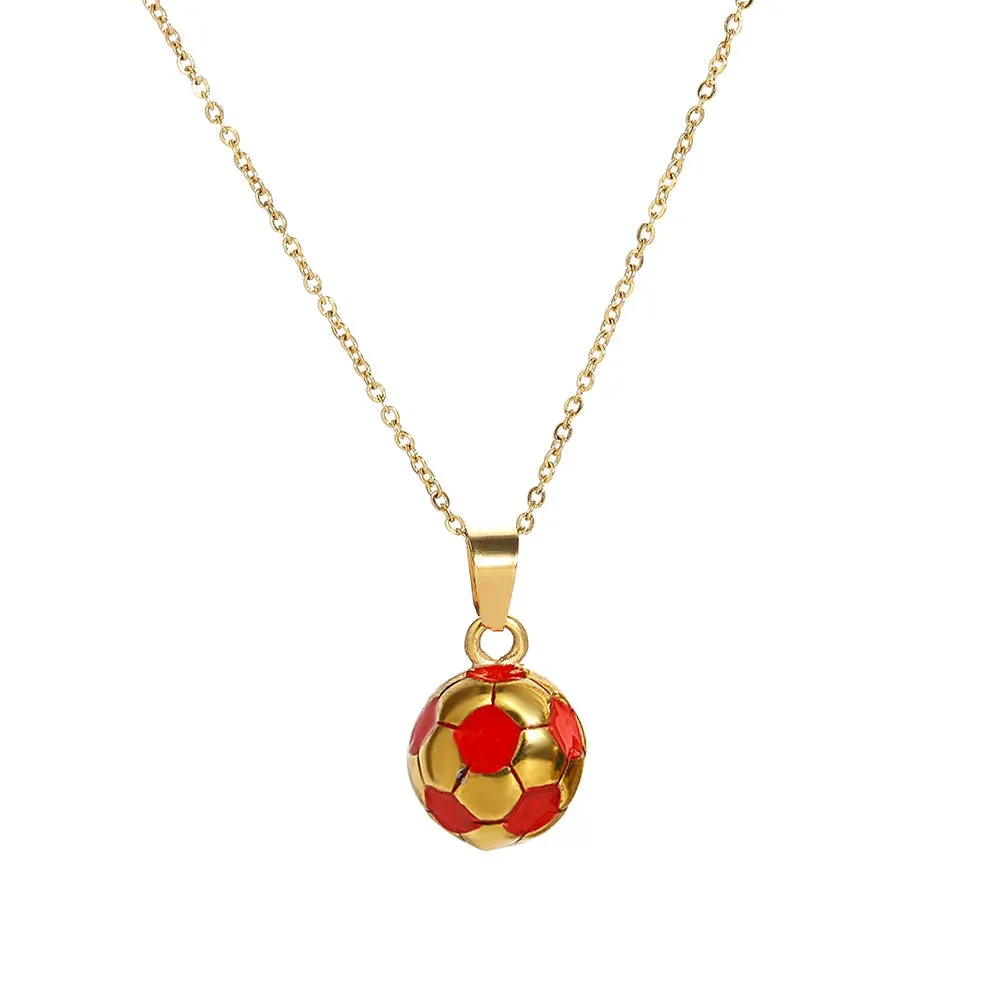 Punk Stainless Steel Football Necklace - Trendy Sport Charm Pendant Necklace for Men and Women, Perfect Jewelry Gifts