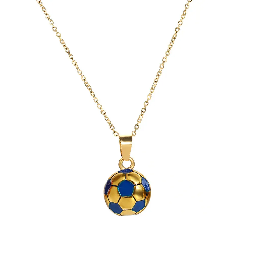 Punk Stainless Steel Football Necklace - Trendy Sport Charm Pendant Necklace for Men and Women, Perfect Jewelry Gifts