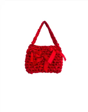 Red Satin Crochet Bag