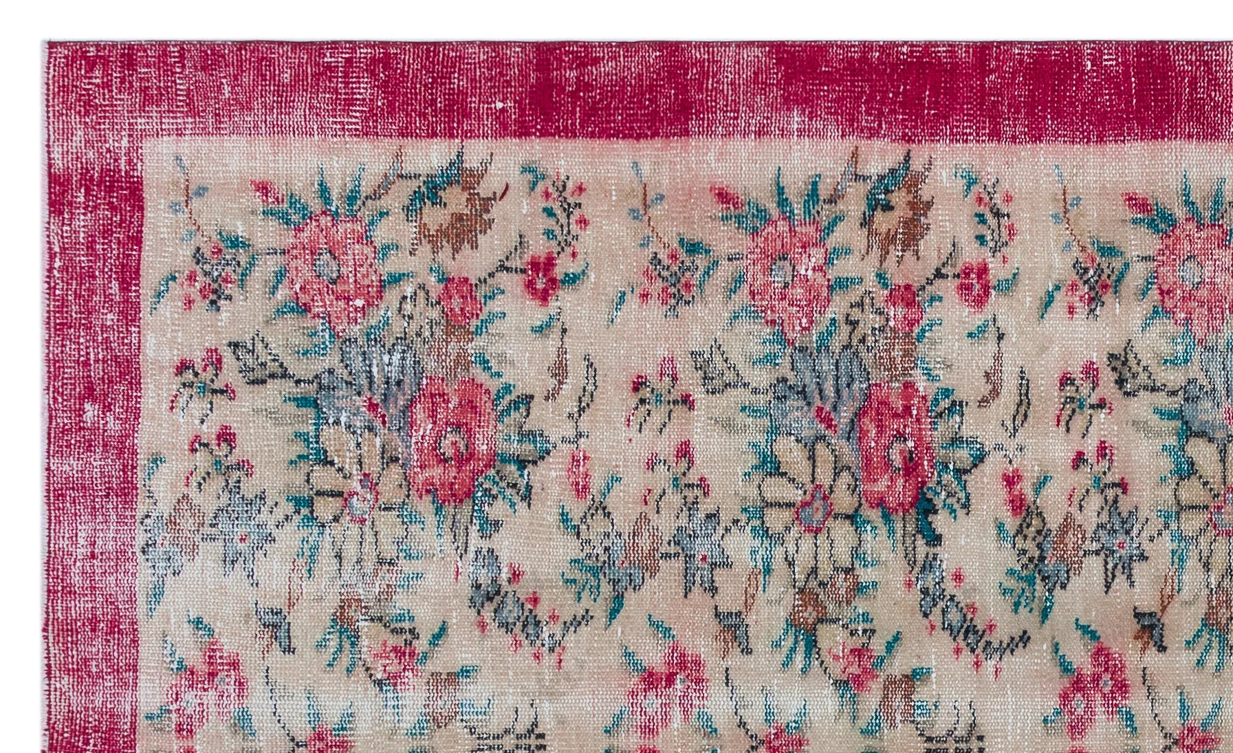 Retro Design Floral Over Dyed Vintage Rug 4'11'' x 8'5'' ft 151 x 256 cm
