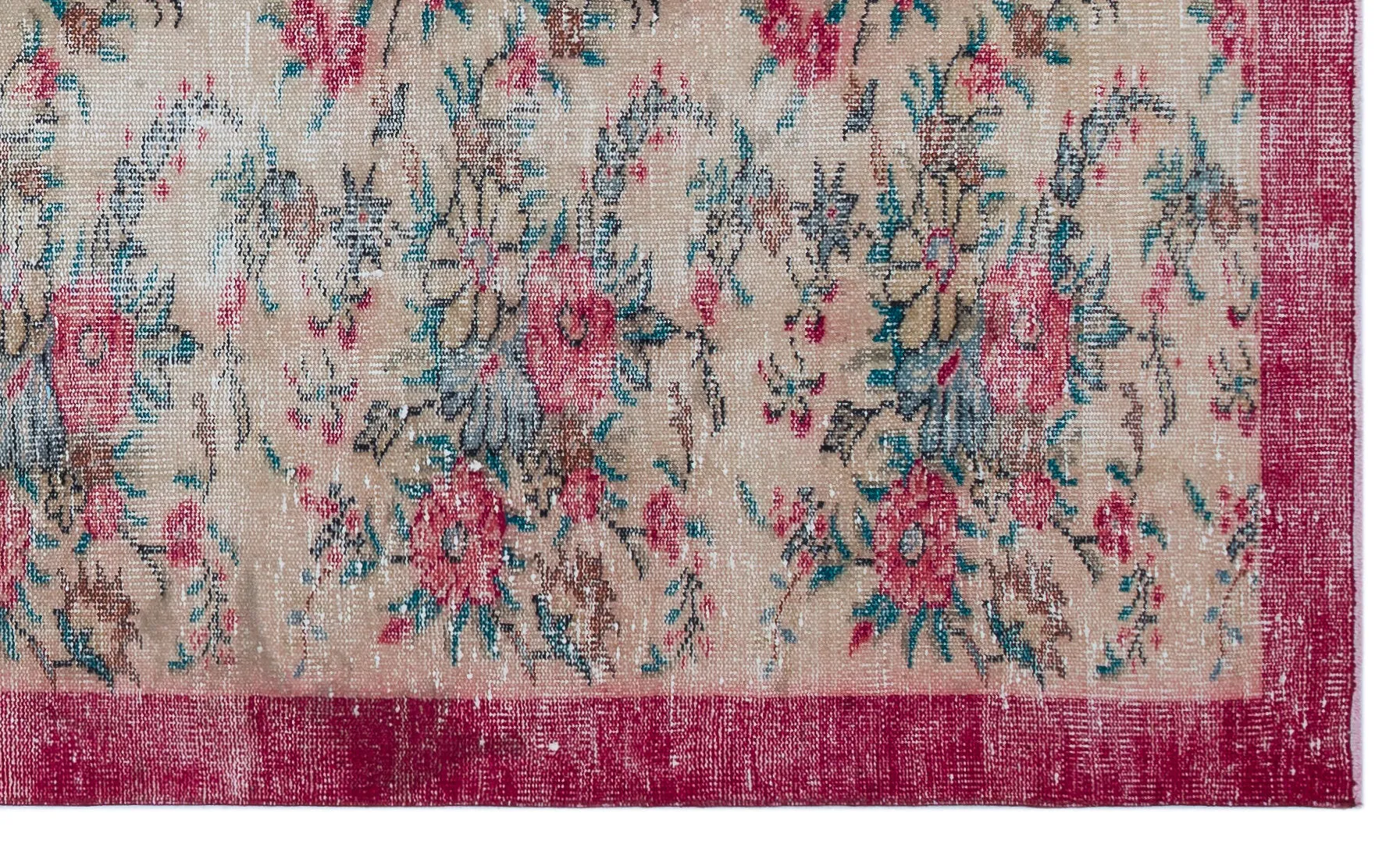 Retro Design Floral Over Dyed Vintage Rug 4'11'' x 8'5'' ft 151 x 256 cm