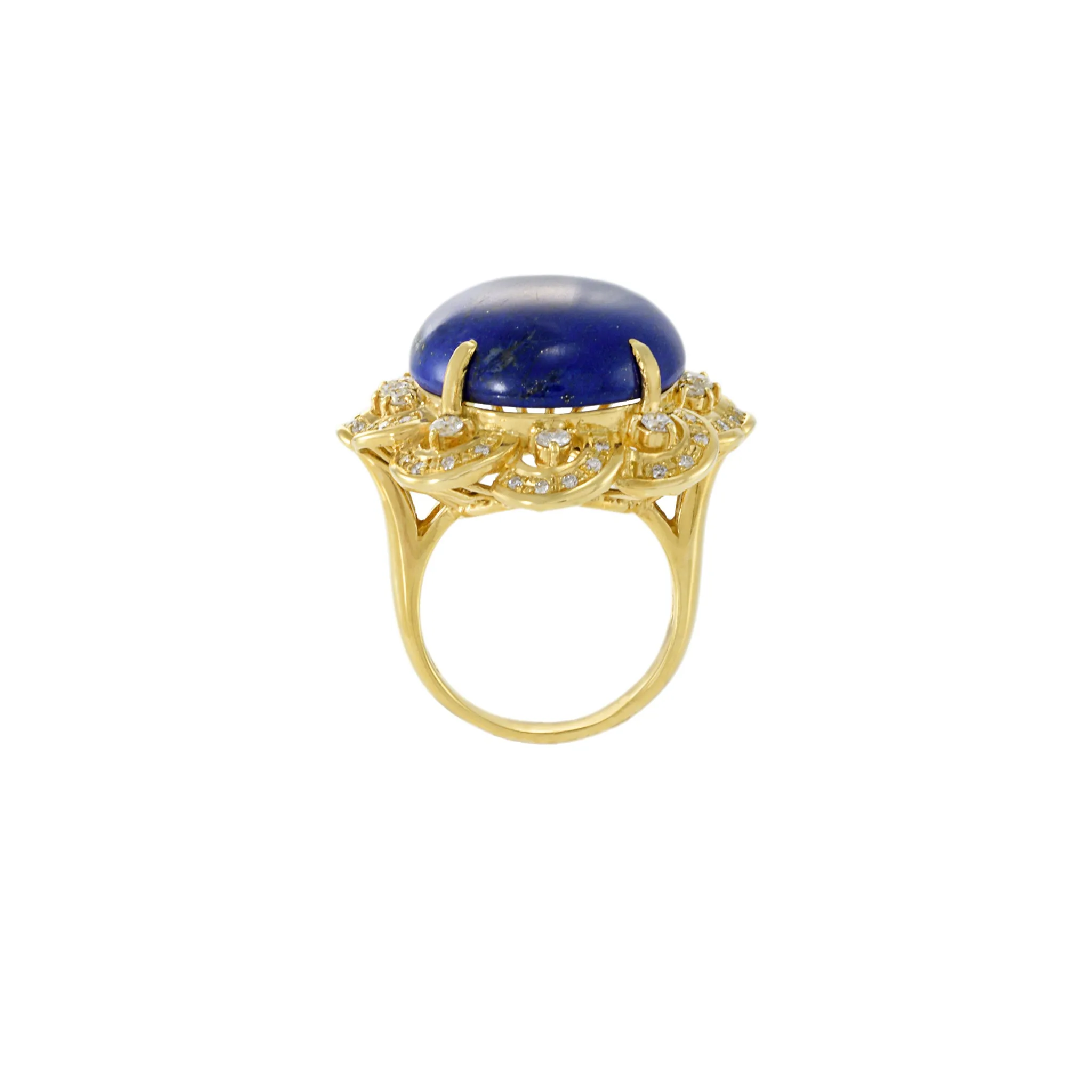 Retro Era 18KT Yellow Gold Lapis Lazuli And Diamond Ring