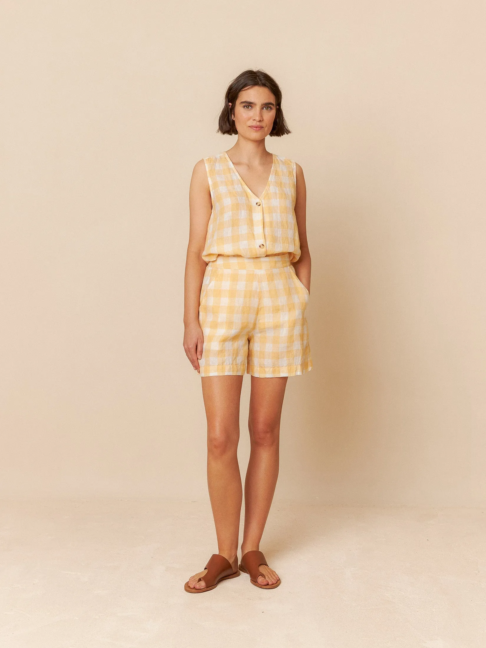 Retro Vichy Shorts Tangerine