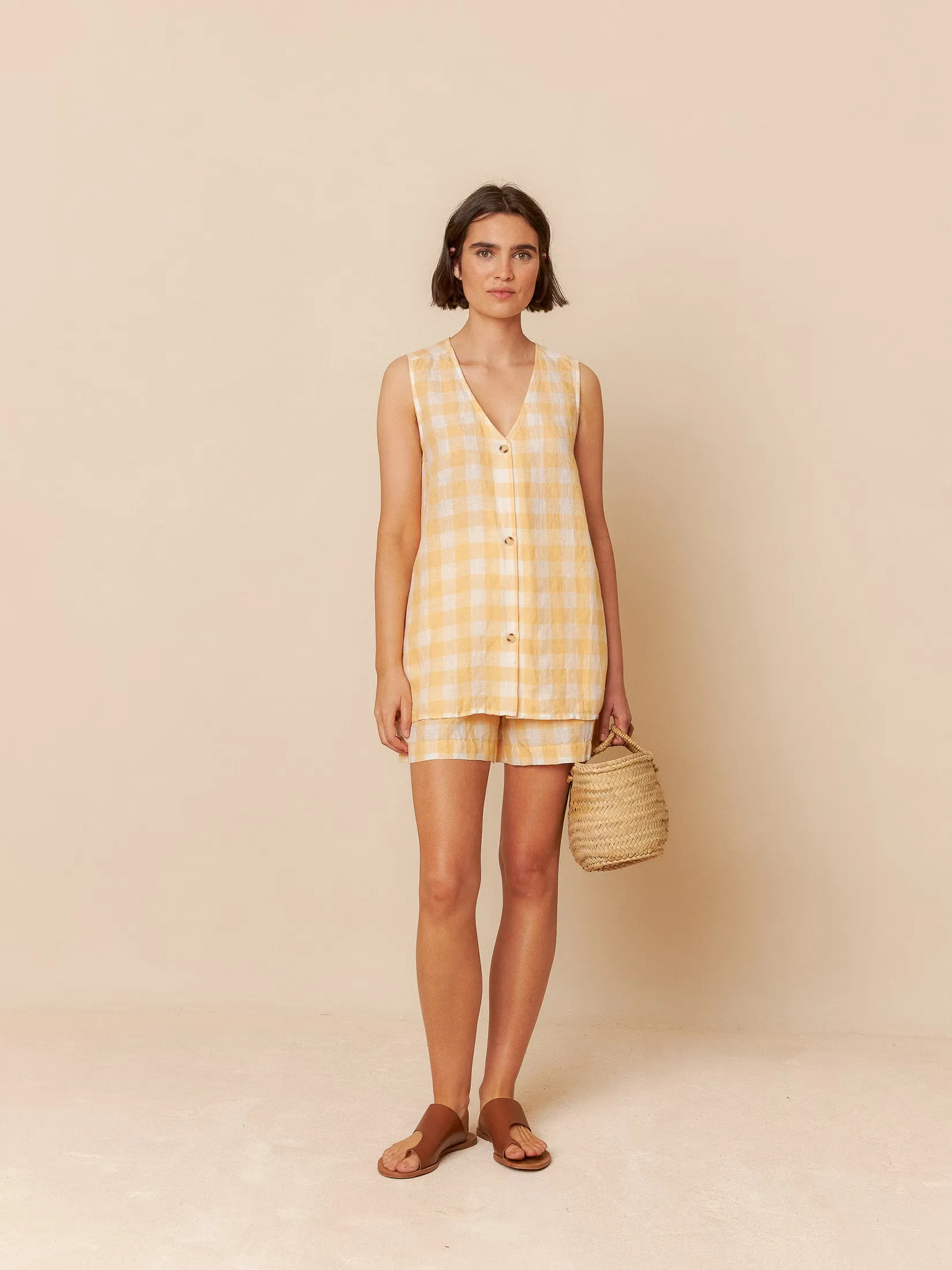 Retro Vichy Shorts Tangerine