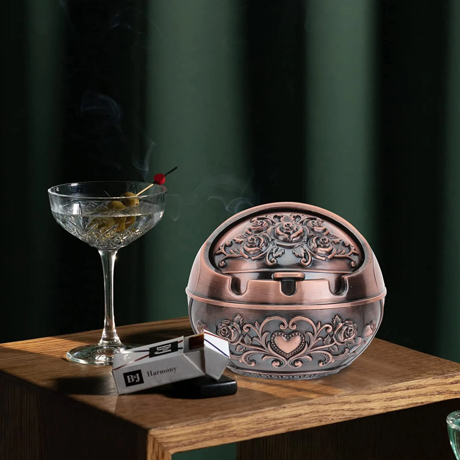 Rhyhorn Ash Holder Cigarette Holders Cigarette Butt Bucket Ashtray European-Style Innovative Personalized Trendy Multi-Functional Large Zinc Ashtray Home Office Decoration