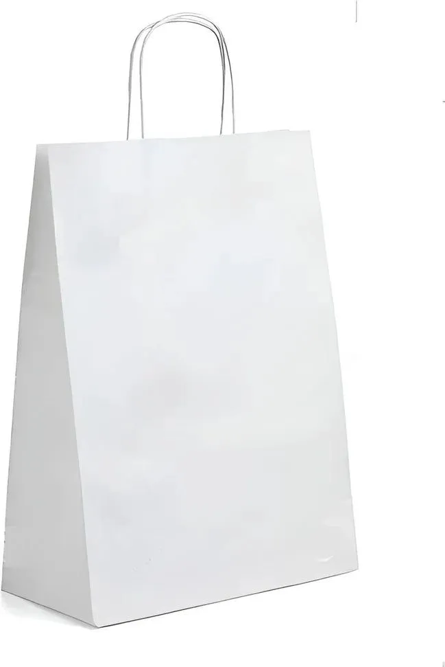RiteEarth - 13" x 6" x 15" White Paper Twist Handle Bag, 200/Cs, 24Cs/Sk - PT13615W