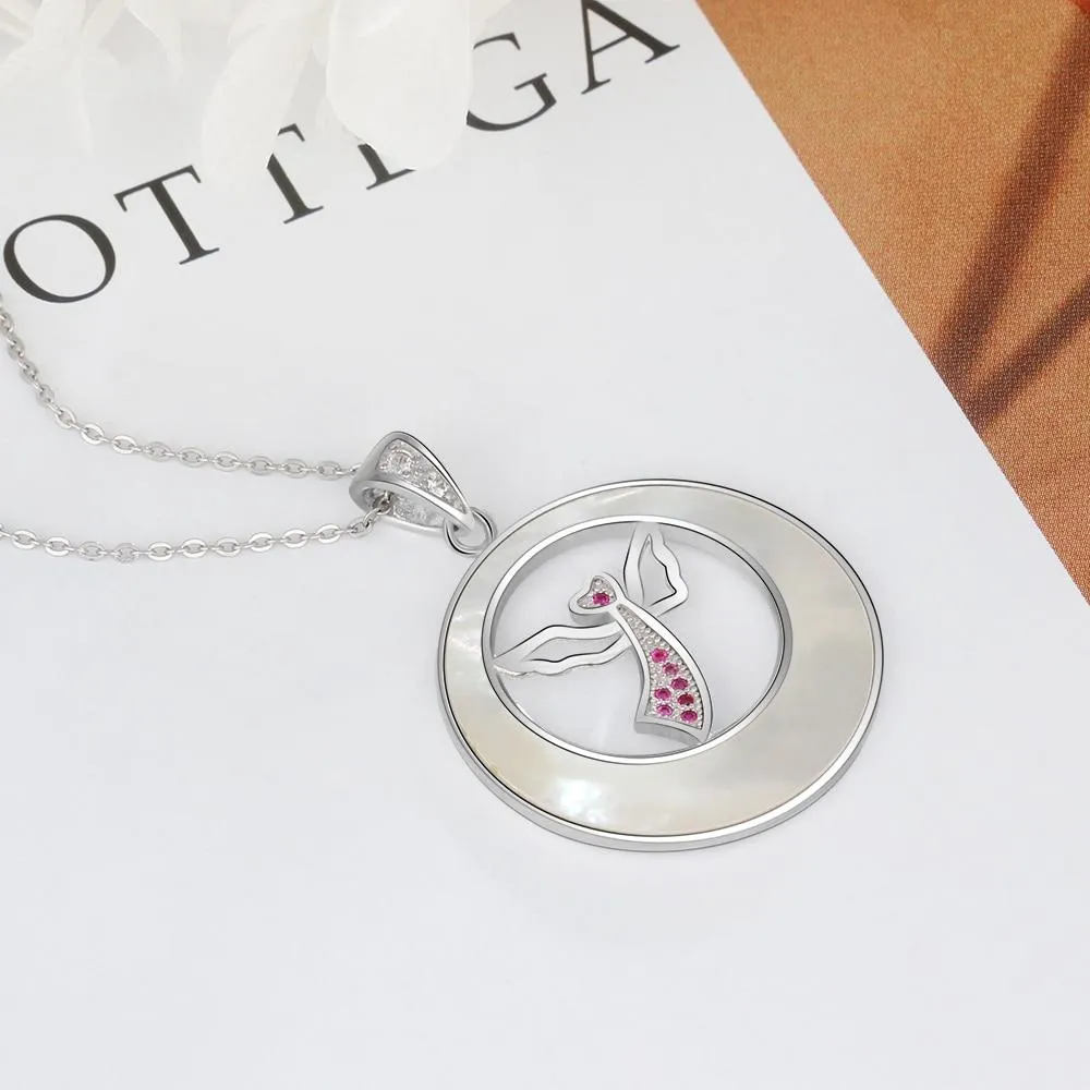 Romantic 925 Silver Sterling Necklace with Pearl Angel Pendant for Women, New Arrival 2018 Jewelry Gift