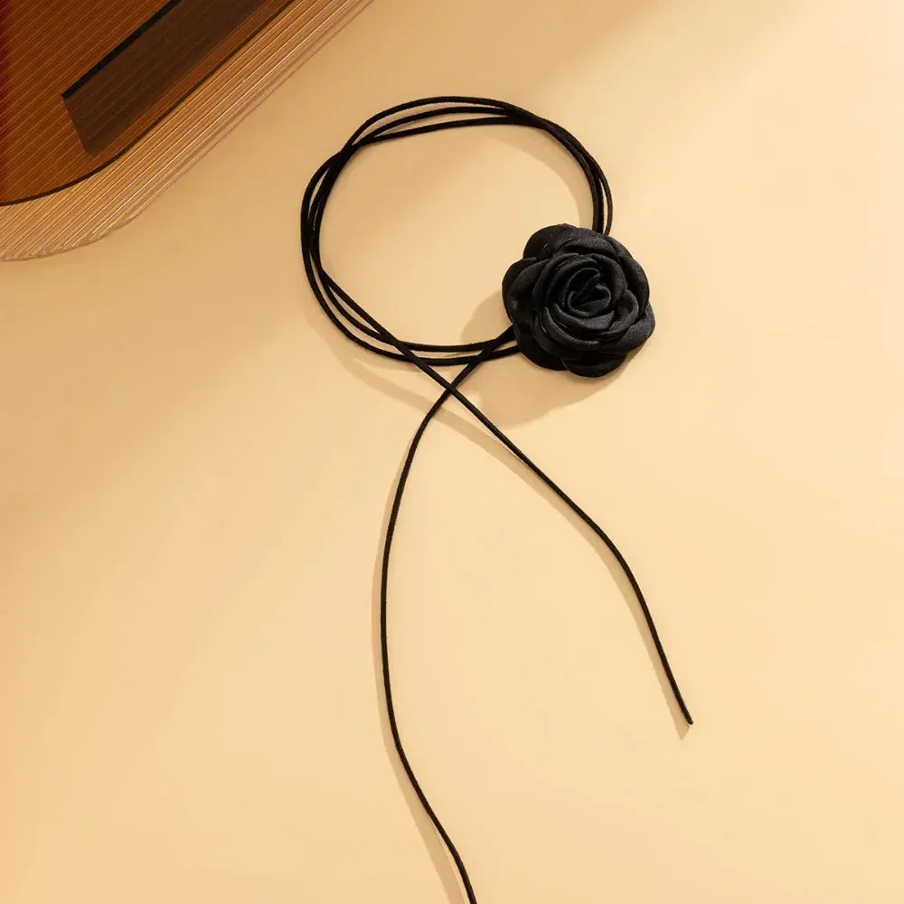 Romantic Gothic Big Rose Flower Necklace for Women