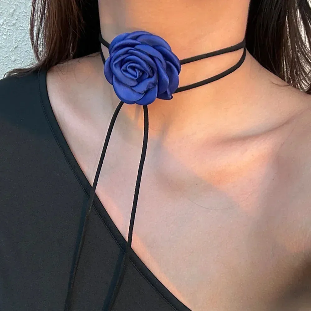 Romantic Gothic Big Rose Flower Necklace for Women