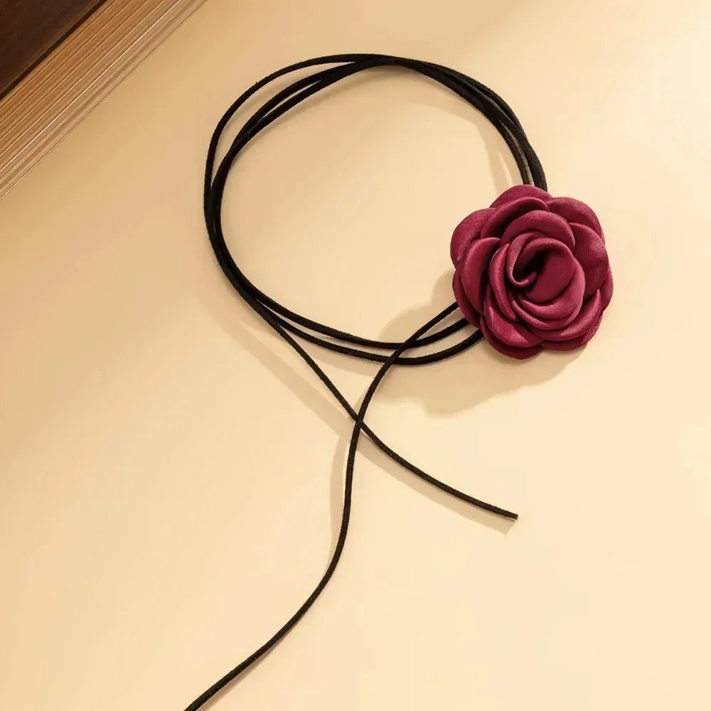 Romantic Gothic Big Rose Flower Necklace for Women