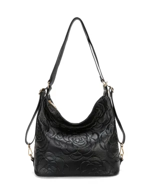 ROSANNA LEATHER CONVERTIBLE BACKPACK- E1-0839-BLK