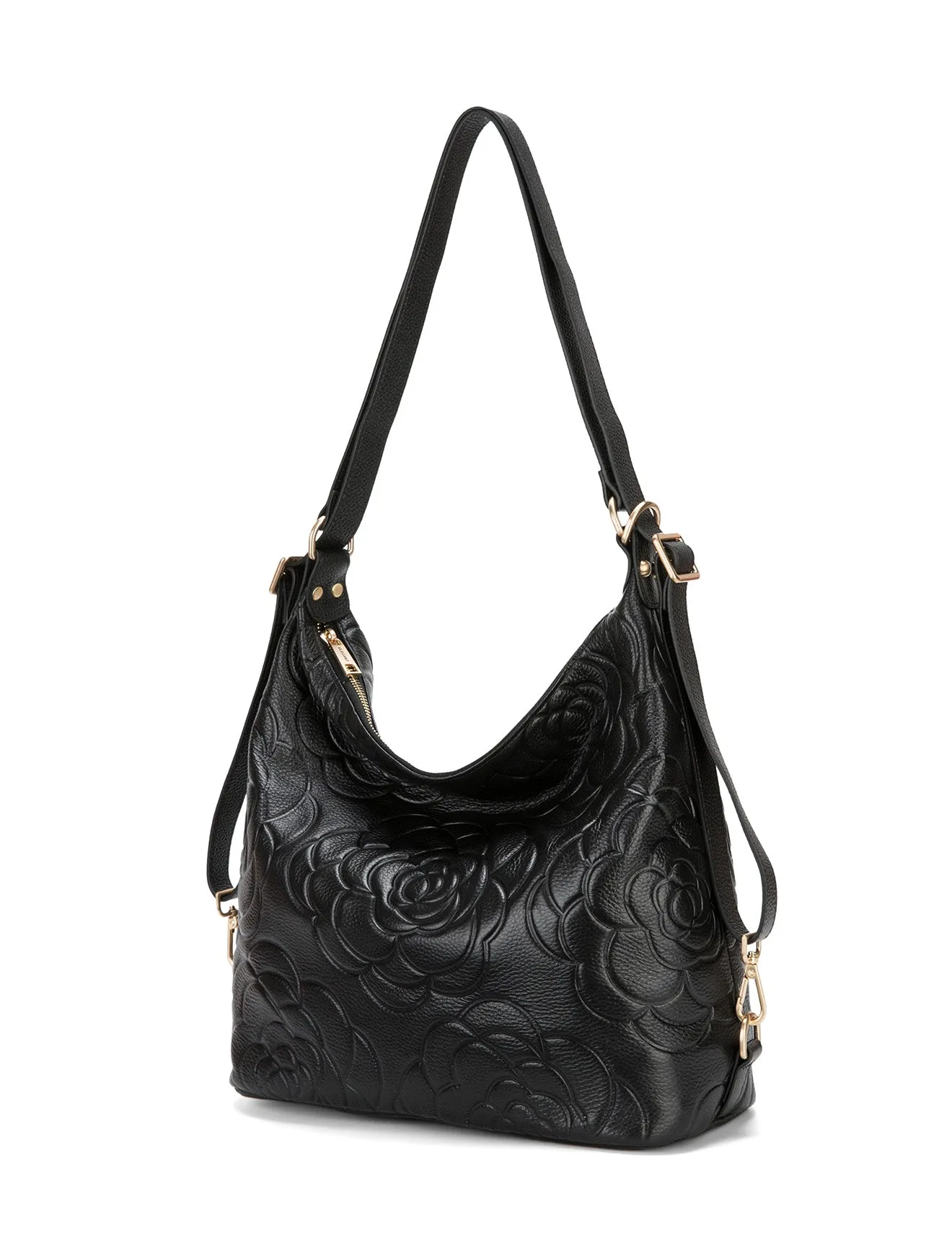 ROSANNA LEATHER CONVERTIBLE BACKPACK- E1-0839-BLK