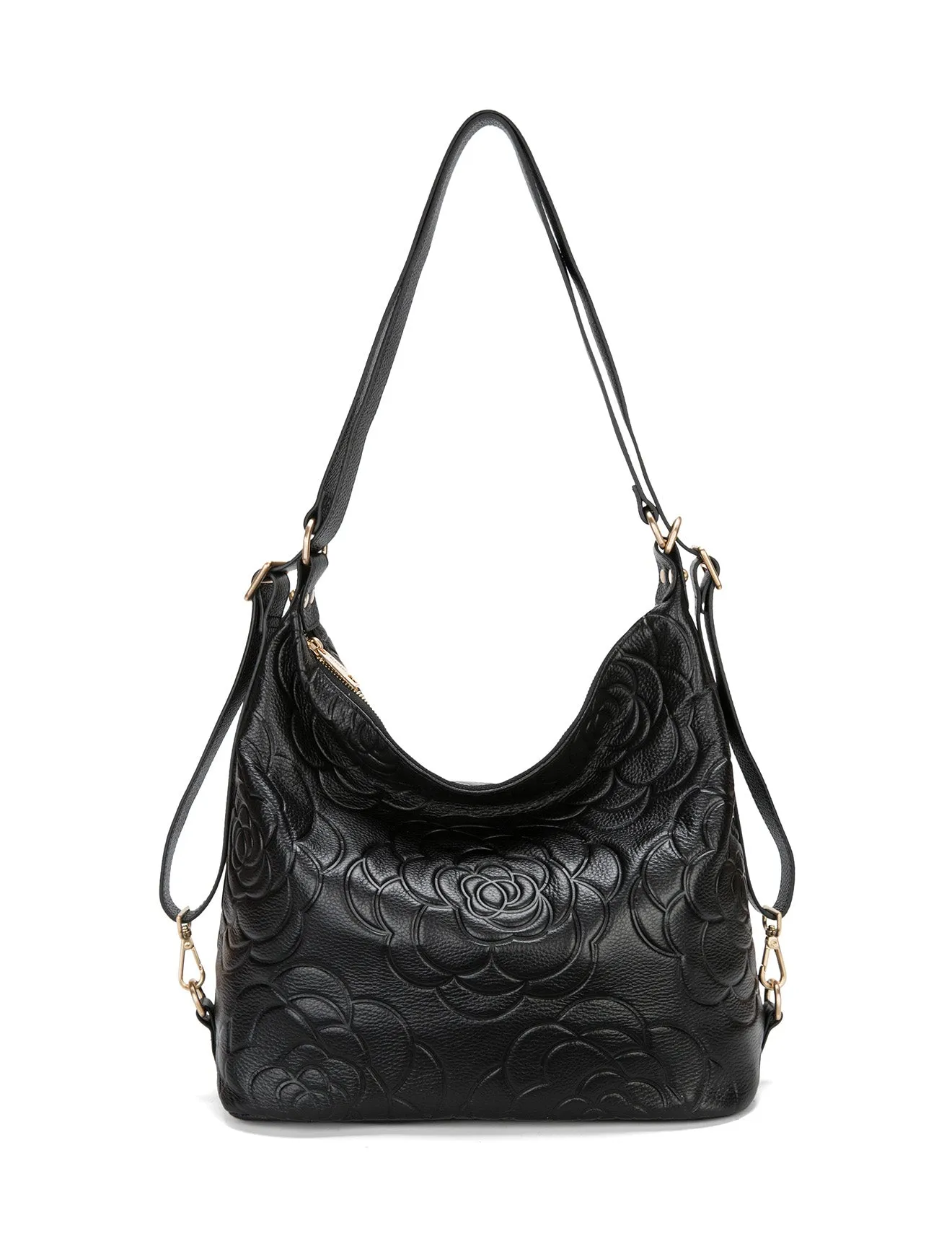 ROSANNA LEATHER CONVERTIBLE BACKPACK- E1-0839-BLK