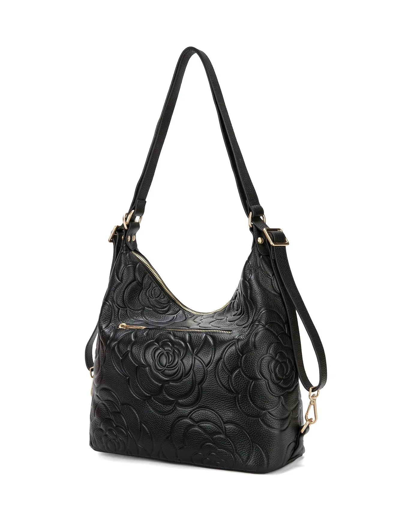 ROSANNA LEATHER CONVERTIBLE BACKPACK- E1-0839-BLK