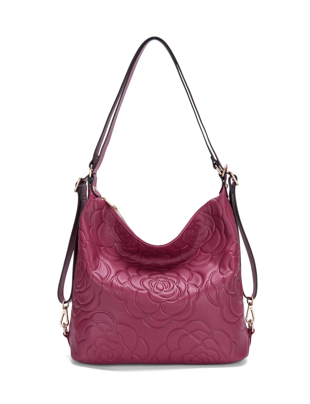 ROSANNA LEATHER CONVERTIBLE BACKPACK- E1-0839-RASPBERRY