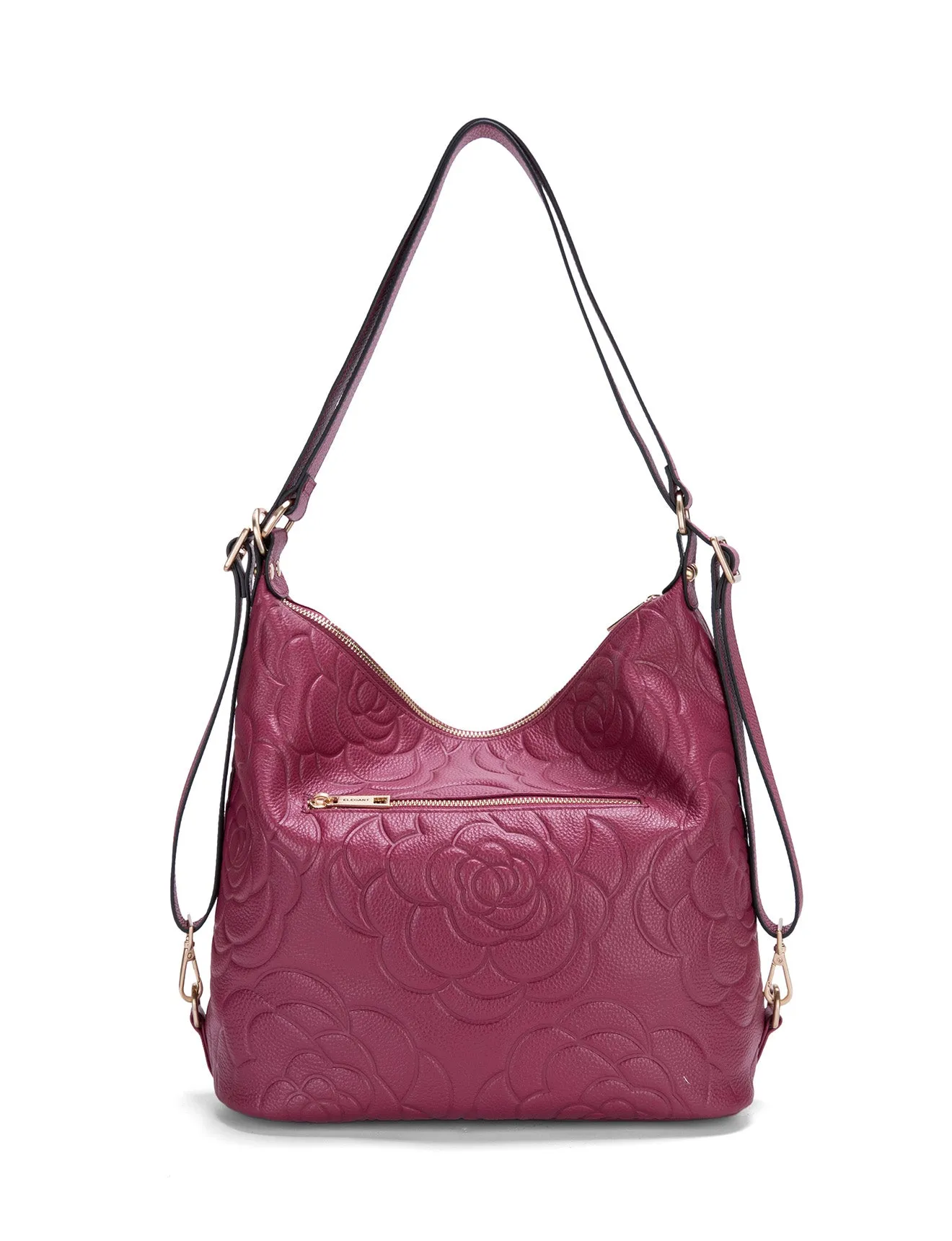 ROSANNA LEATHER CONVERTIBLE BACKPACK- E1-0839-RASPBERRY