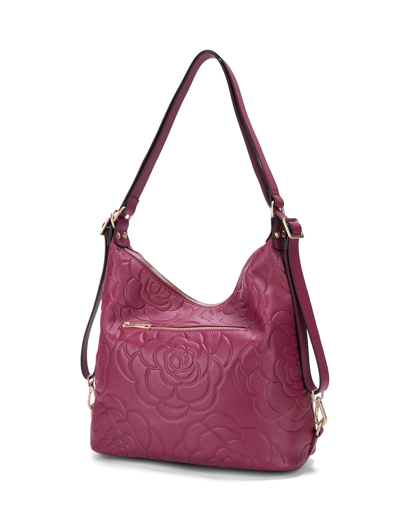 ROSANNA LEATHER CONVERTIBLE BACKPACK- E1-0839-RASPBERRY