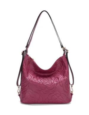ROSANNA LEATHER CONVERTIBLE BACKPACK- E1-0839-RASPBERRY