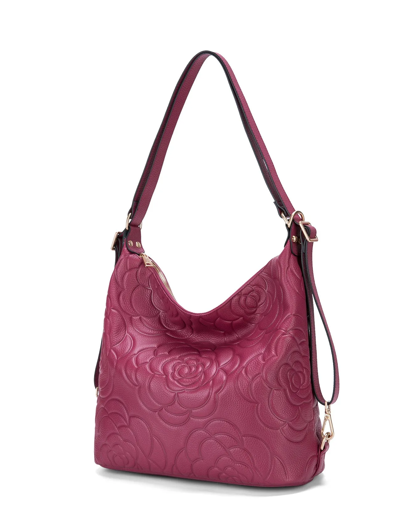 ROSANNA LEATHER CONVERTIBLE BACKPACK- E1-0839-RASPBERRY